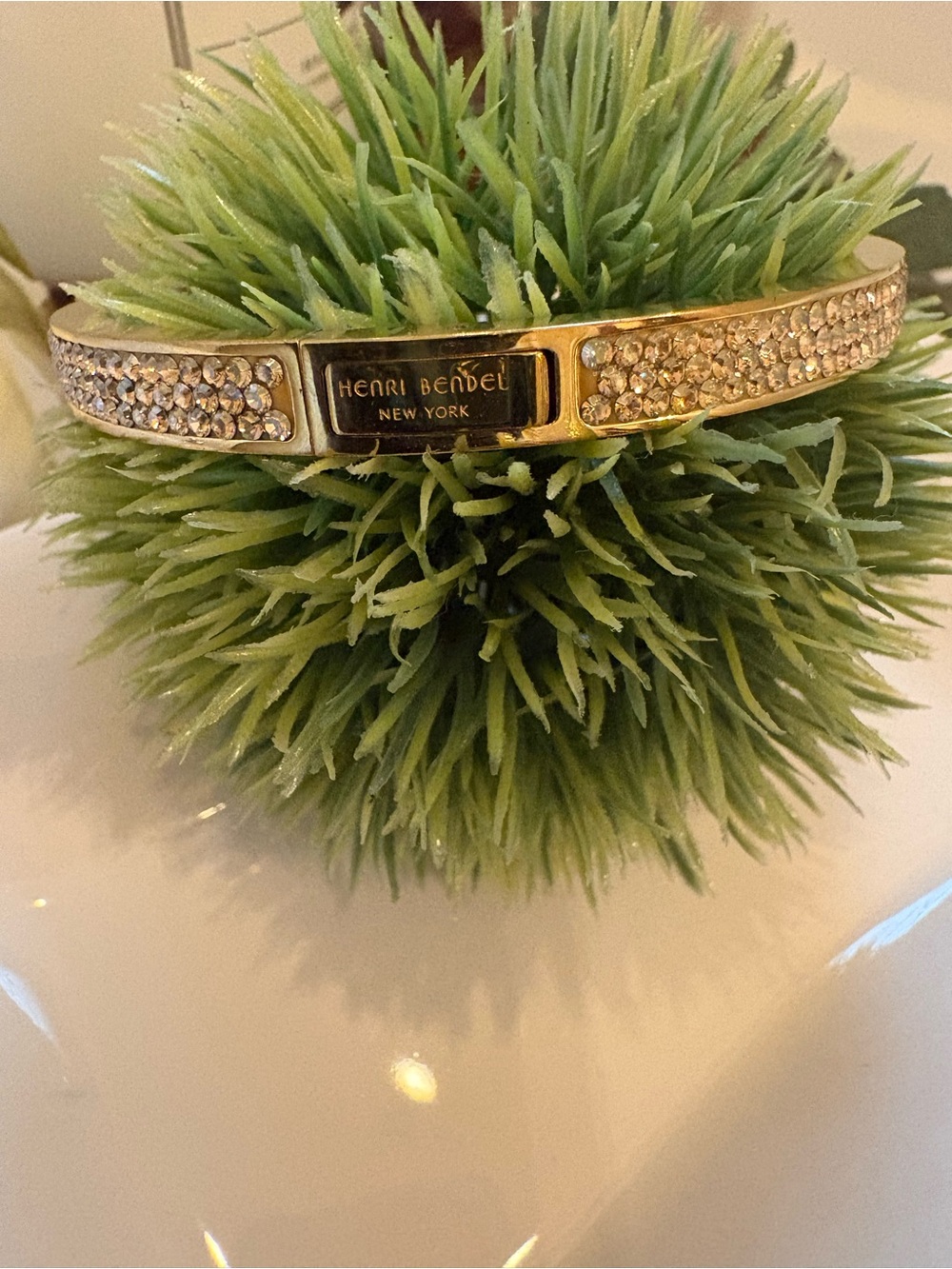 Gold Crystal Pavé Bangle Bracelet - Picture 3 of 5